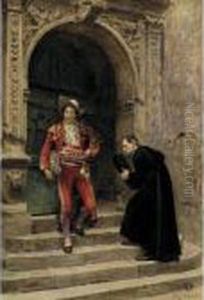 Figaro And A Priest by Jehan Georges Vibert