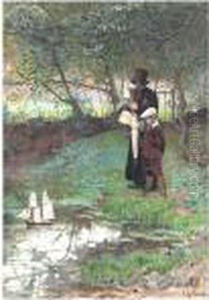 By The Pond With A Sailboat - view 1