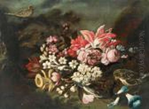 Ito Natura Morta Di Fiori E Uccelli In Un Giardino - view 1