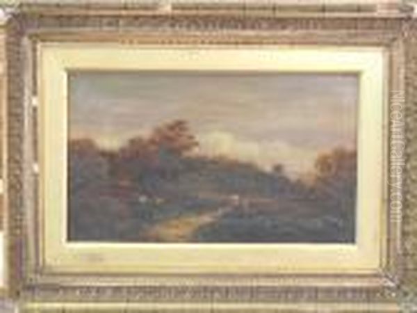 Figures And Sheep In A Wooded Landscape With Windmill - view 1
