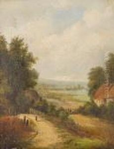 Untitled (country Scene With Cottages) by Alfred Vickers