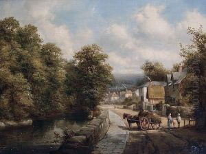 A Horse And Cart Beforecottages by Alfred Gomersal Vickers