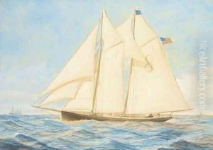 The New York pilot cutter Edward E. Barrett off the approaches to the harbour by C. Freitag