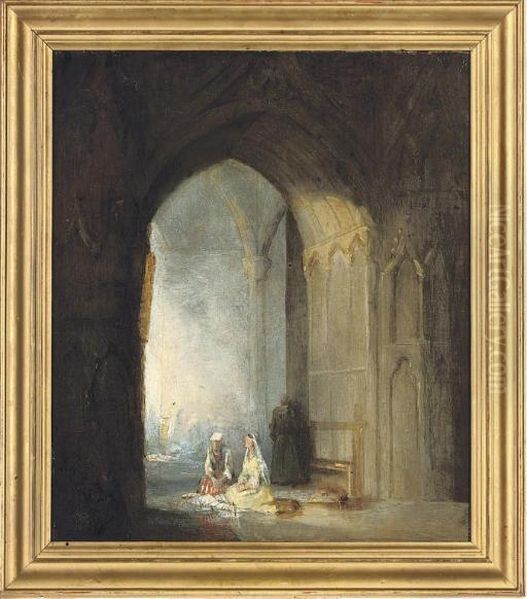 Figures Seated In A Church - view 1