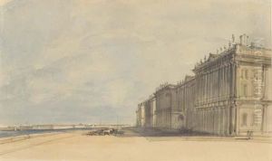 The Winter Palace At St. Petersburg, Russia by Alfred Gomersal Vickers