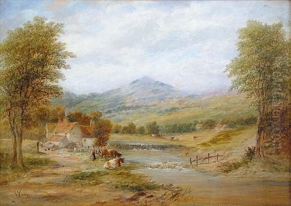 Cattle Grazing By A River - view 1