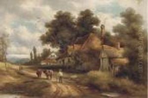 A Drover And His Cattle On A Village Track