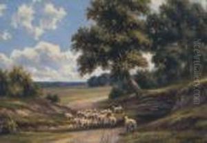 Lane At King's Heath, Worcestershire, England. by Henry Harold Vickers