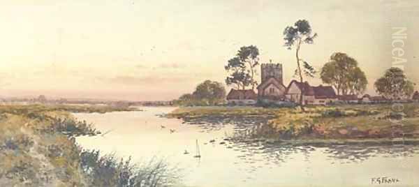 A riverside hamlet at dusk - view 1