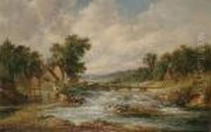 Fall Of The Derwent, Near Matlock Derbyshire by Alfred Vickers
