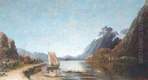 A fishing boat on an Alpine lake A fishing boat on an Alpine lake