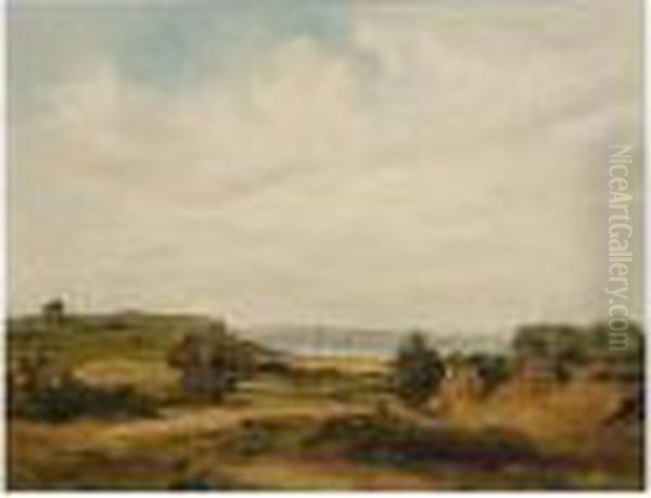 Landscape, Possibly Showing The Solent In The Distance And A View Of The Isle Of Wight - view 1