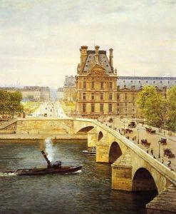 The Pont Royale and The Louvre, View of the Seine by Marie-Francois-Firmin Girard