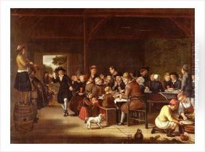 Scene De Banquets Dans Une Auberge Avec Un Violoniste