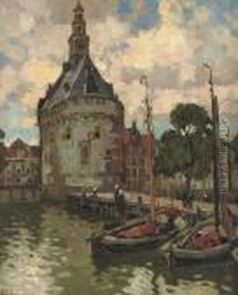 Moored Sailing Vessels Near The Hoofdtoren, Hoorn - view 1
