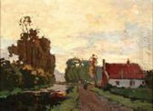 Boerenhuisje Aan Landweg Langs Een Sloot by Bernard, Ben Viegers