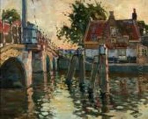 Overschie: Brug Over De Delftse Haven Met Het Tolhuis Uit 1657