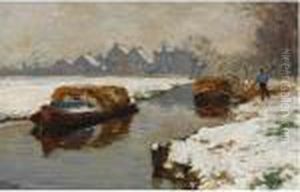 Hay Barges In Winter by Bernard, Ben Viegers