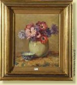 Nature Morte Aux Anemones Et Au Bol Chinois
