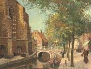 The Bridge To The Kerkstraat Seen From The Vrouwenrecht, Delft