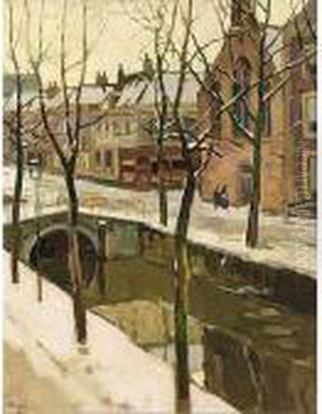 A View Of A Town In Winter Probably Delft - view 1