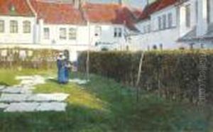 Zicht In Hetbegijnhof - Het Bleken Van De Was by Emmanuel Vierin