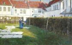 View In The Beguinage- Bleaching Laundry by Emmanuel Vierin