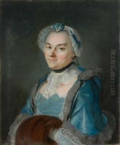 Portrait De Femme En Bleu Au Manchon by Louis Vigee