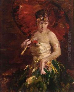 Lady With Parasol by Bertalan Vigh