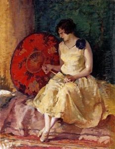 Woman With A Red Umbrella
