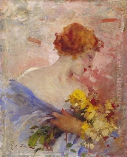 Lady With A Bunch Of Flowers - view 1