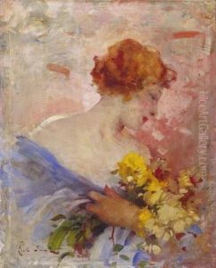 Lady With A Bunch Of Flowers