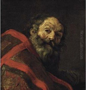 Figure Of A Bearded Man, Head 
And Shoulders, Wearing A Cope, Possibly One Of The Four Fathers Of The 
Church by Claude Vignon