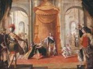 The Wedding Of Alexander The Great And Roxana by Claude Vignon