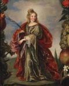 Saint Catherine Within A Painted Cartouche Of Fruit