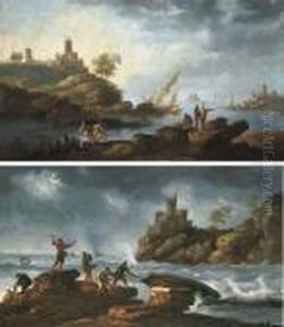 Pareja De Paisajes Costeros by Genaro Perez Villaamil Y Duguet