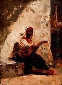 Nina Tocando La Guitarra by Jose Villegas y Cordero