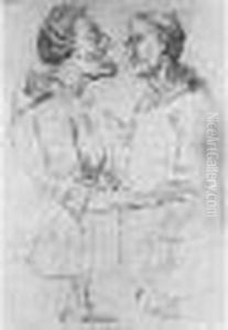 Caricature D'un Couple Avec Une Souris Posee Sur Le Menton De La
Femme by Francois-Andre Vincent
