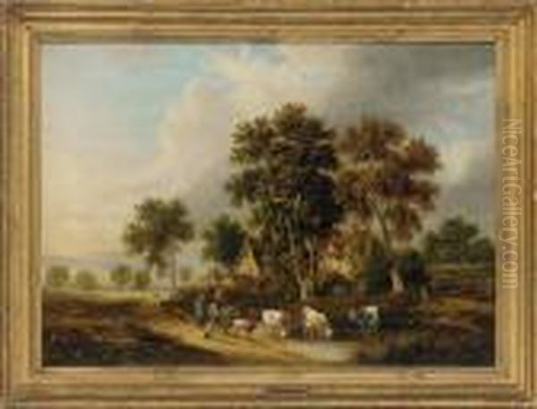 Cattle Watering By The Road - view 1