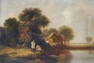 Figures Bathing On The River Yar