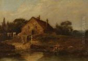 Figures By A Riverside Cottage
