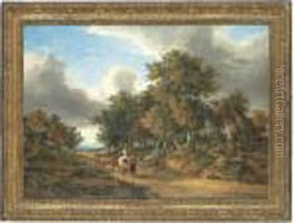 Gypsies On A Path In A Wooded Landscape - view 1