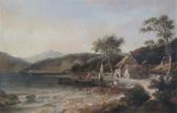 Lake Landscape With By A Cottage - view 1