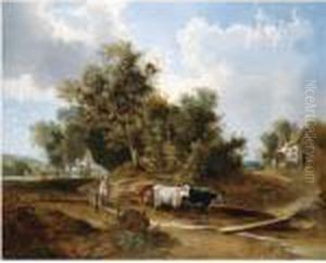 An Extensive Landscape Near Whitlingham, Norwich, With A Drover And His Cattle