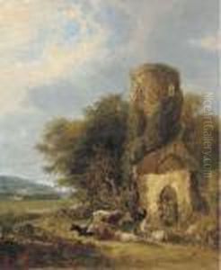 Figures And Livestock By The Ruins Of St. Andrew's Atwhitlingham