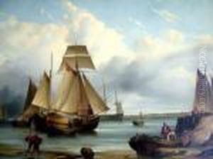 Moored Fishing Vessels In A Tranquil Harbour