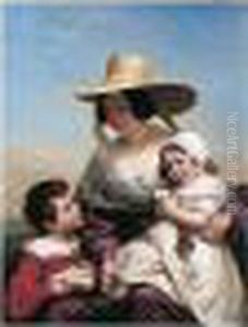 Madame Vinchon Et Ses Enfants by Auguste Jean Bapt. Vinchon