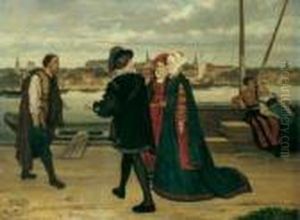 Spaziergang An Der Schelde. 
Signiert Unten Links: Frans Vinck. Ol Auf Leinwand. H 61; B 83,5 Cm. by Frans Vinck