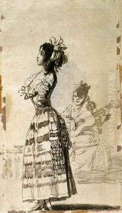 Girl Listening to a Guitar by Francisco Goya Fuendetodos