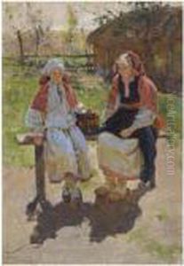 Two Peasant Girls by Sergey Arsenievich Vinogradov